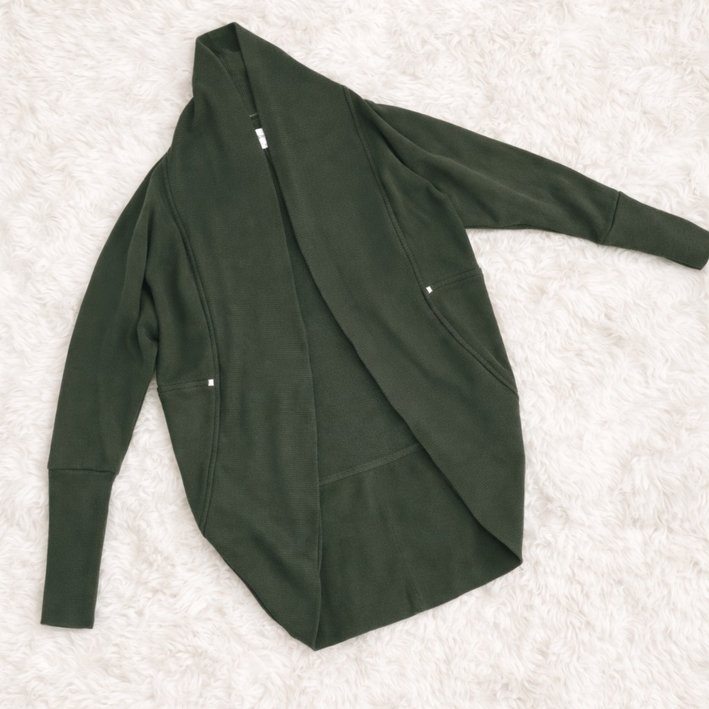 Wilfred Aritzia Olive Green Draped Open-Front Cardigan XS